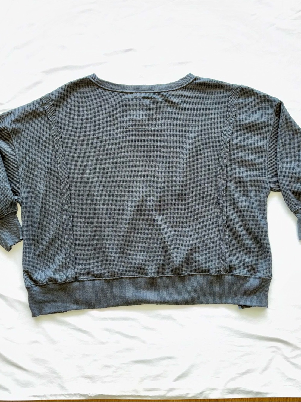 American Eagle Waffle Knit Oversized Sweatshirt, Medium, Charcoal Gray